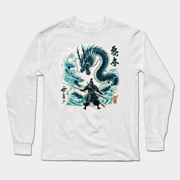 Honorable Samurai Against the Dragons Long Sleeve T-Shirt by ALM Artbox